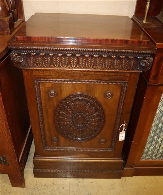 An Edwardian Adam design pedestal cupboard, W.61cm, D.51cm, H.96cm